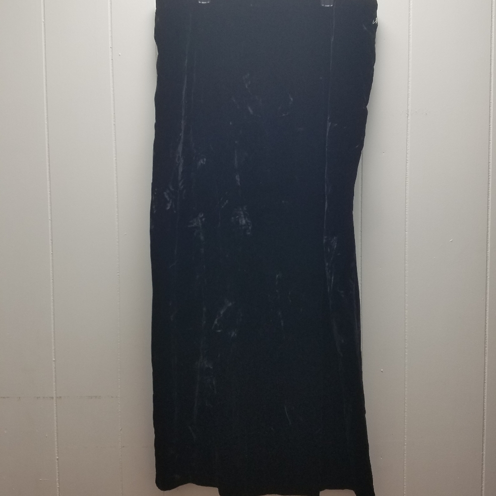 Vintage NOS 80's Black Crushed Velvet Maxi Skirt Side Slit Formal Wear Size 3XL